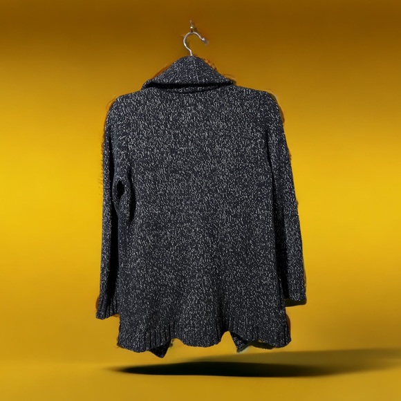 Eddie Bauer S Black Heather Knit Cardi Sweater - Picture 3 of 11